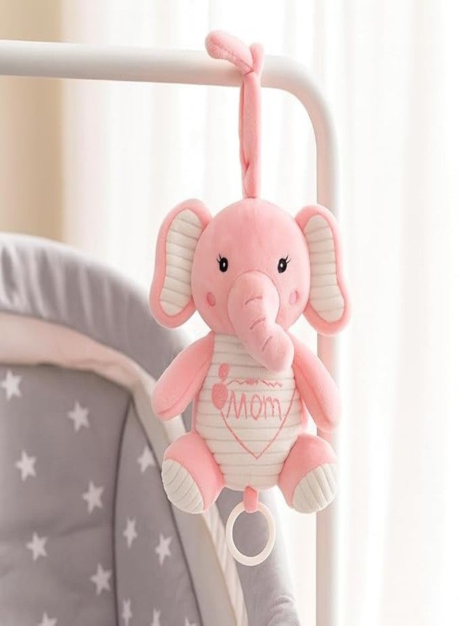 SMILE BABY Plush Hanging Toy Rattles for Crib and Stroller Keep Your Baby Entertained and Engaged. Soft, Colorful, and Safe, They Stimulate Sensory Development and are Perfect for Playtime Fun (PINK ELEPHANT) - Image 2